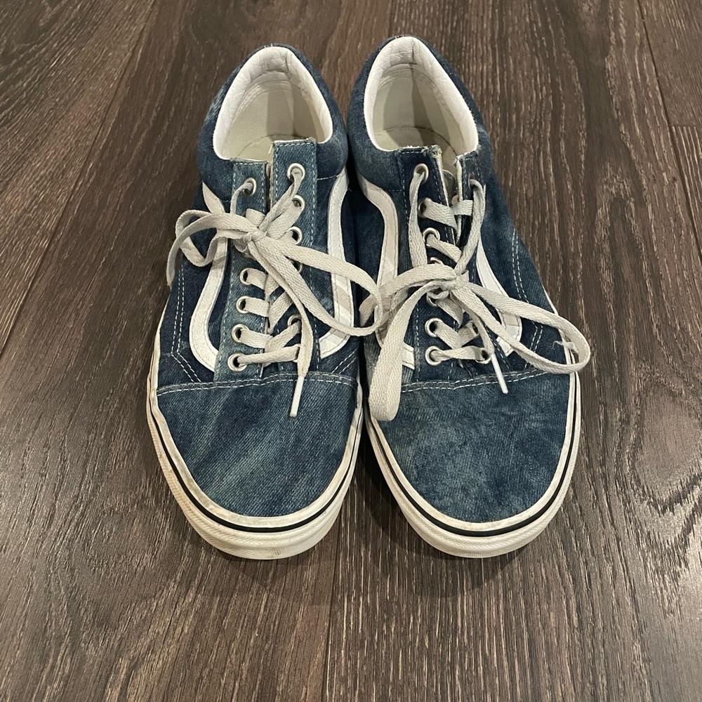 Blue and White Denim Vans